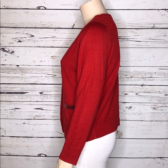 Fashion Bug NWT Size XL Red Sequin Pockets Button Front Sweater Cardigan - Picture 4 of 8
